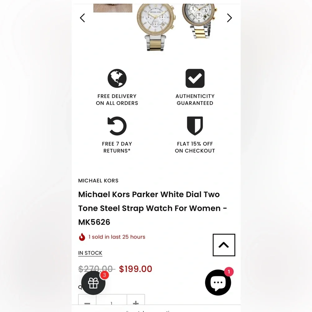 Michael Kors Women's Gold Silver Dial Quartz Watch. excellent condition. Used.⏱️ - Picture 2 of 3